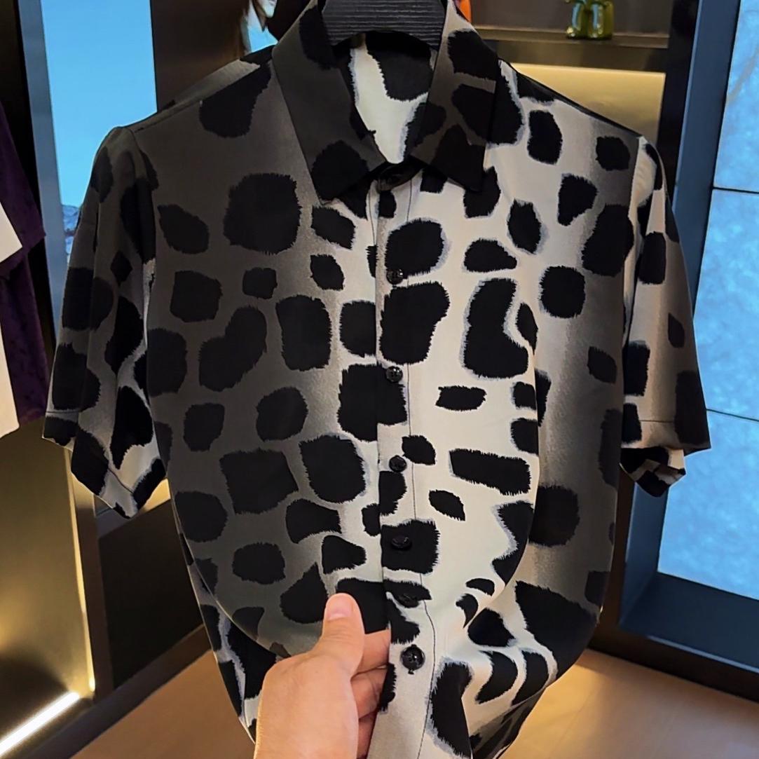 Men's Leopard Print Ice Silk Shirt