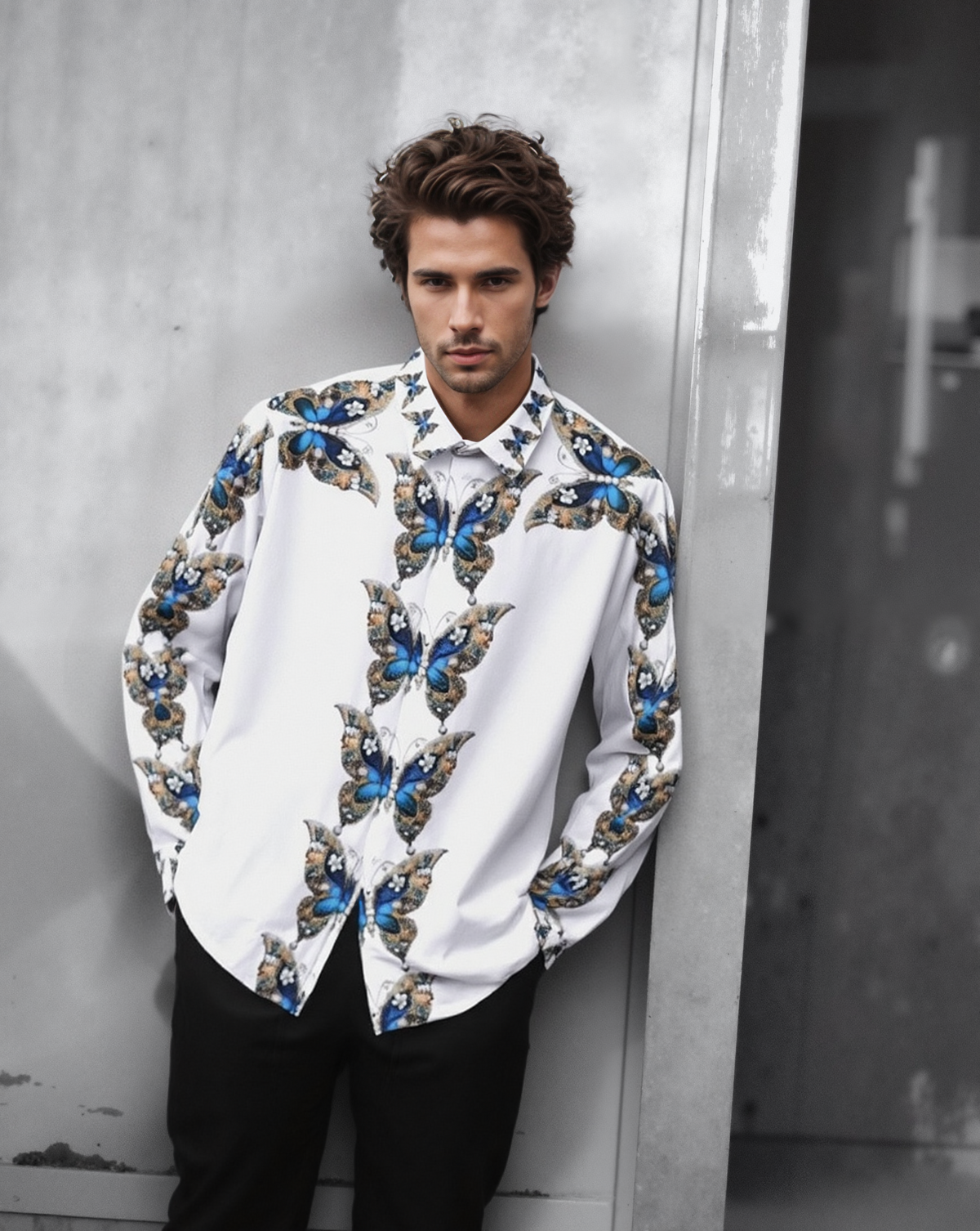Light Luxury Blue Butterfly Shirt