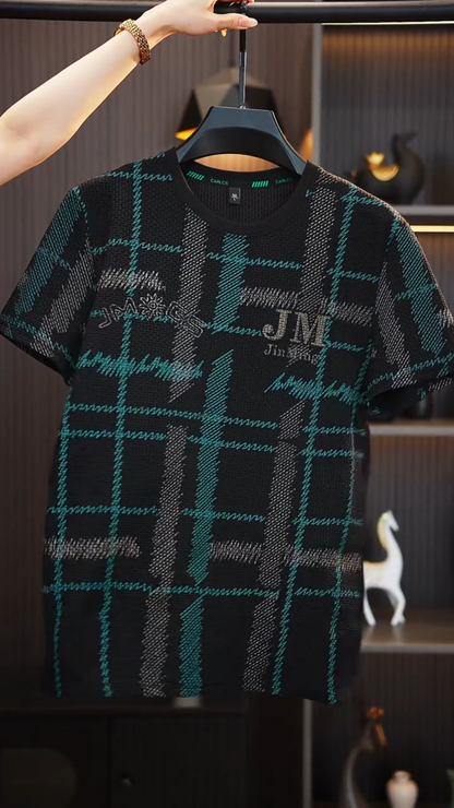 Green Plaid Rhinestone T-Shirt