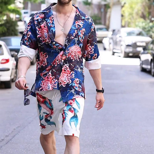 Men's Printed Shirt Summer 2-Piece Set